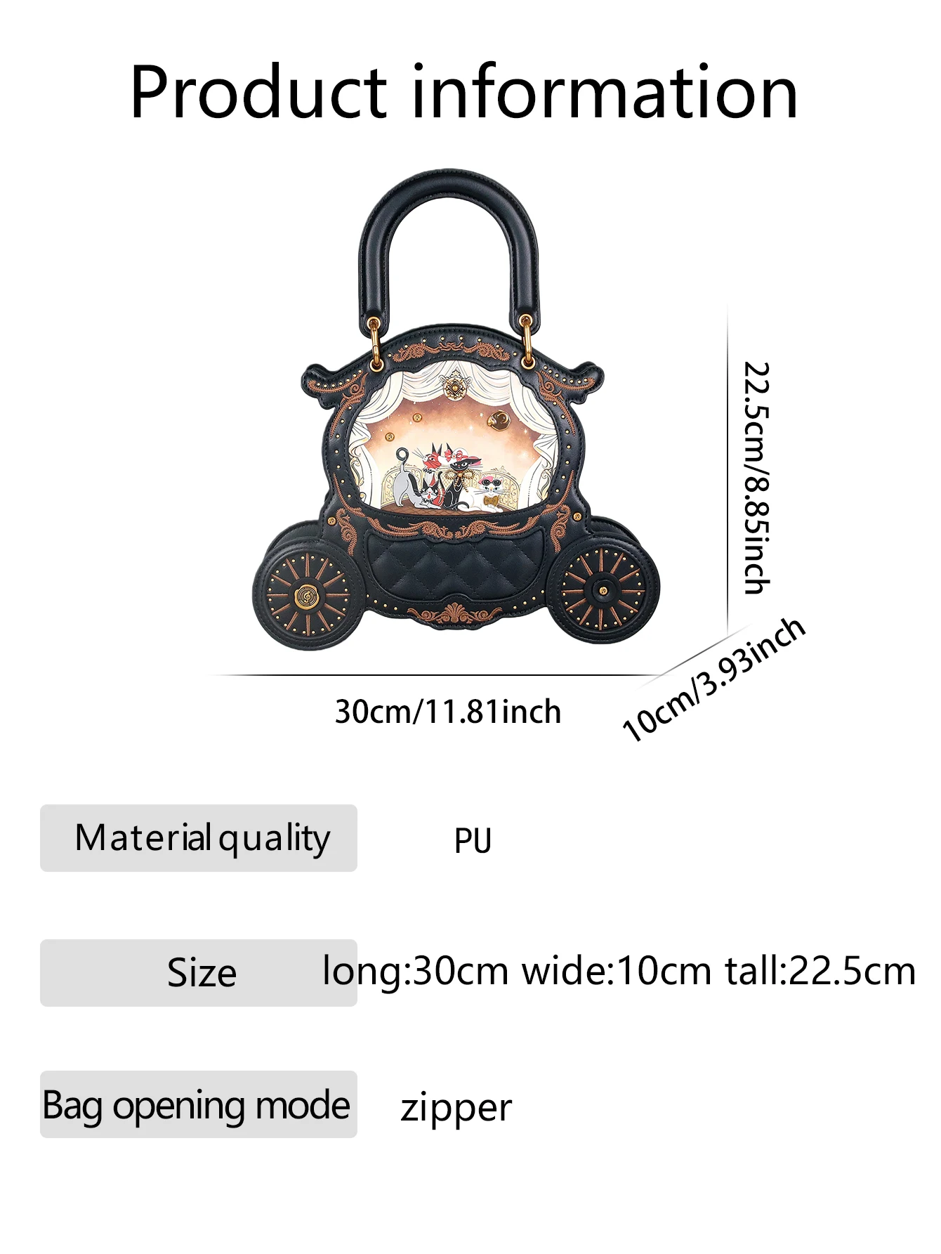 Modische neue 2026 Damen-Handtasche in spezieller Form, Retro-Kutschen-Handtasche, Nischenartikel, einzigartige Tasche mit Katzenmuster, Persönlichkeit, süß und charmant – Detail 6