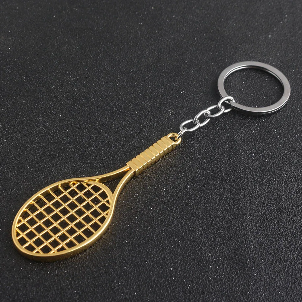 Metal Punk Tennis Racket Keychain Pendant Fashion Cool Boy Car Decoration Men Women Backpack Jewelry Accessories