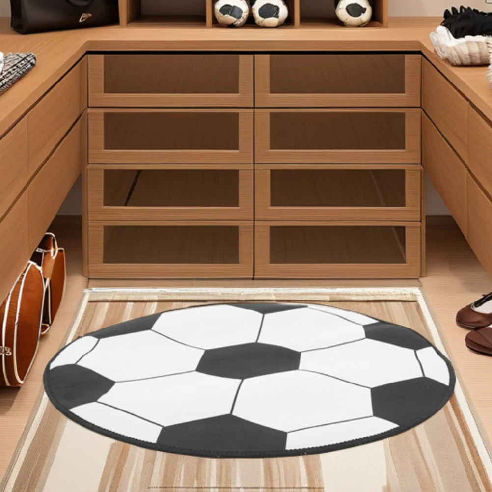 2Pcs Computer Chair Mat 60Cm Round Soccer Football Pattern Anti-Slip Chair Mat for Hardwood Floors Home Office Gaming Room Use