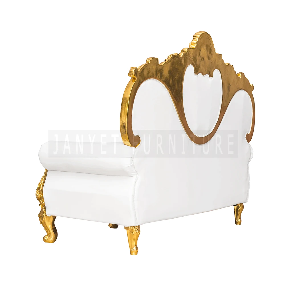 Luxury Royal Event Venue Stage Chair Gold Hand Carved Wedding Sofa Design