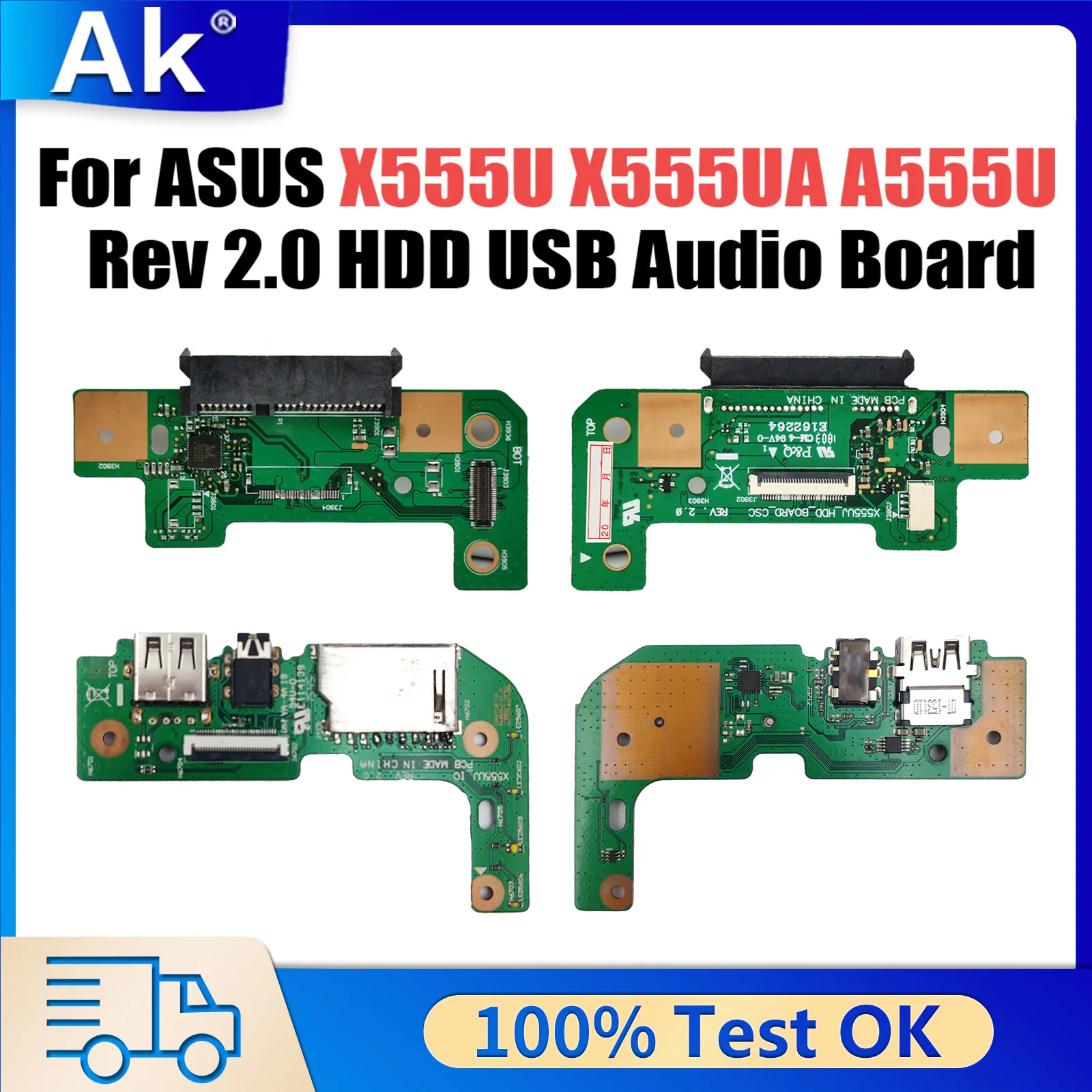 

Original For Asus X555U X555UA A555U F555U K555U X555UJ Rev 2.0 HDD Hard Disk Drive USB Audio Board 100% Tested Fast Ship