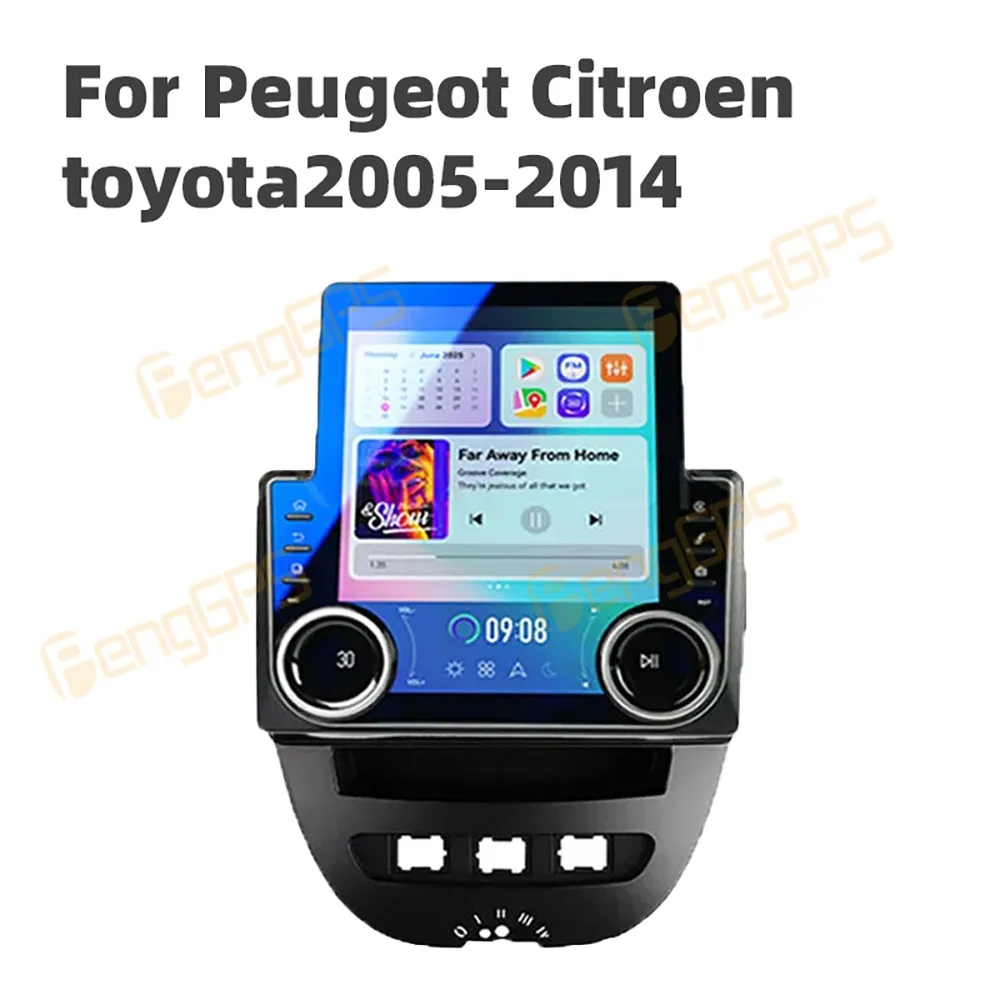 Car Radio 12.3 Inch Android 13 CarPlay For Peugeot Citroen Toyota 2005-2014 Touch Screen Multimedia Player GPS Navigation DSP BT