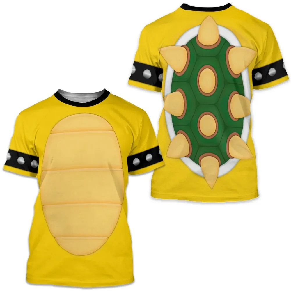 2024 Summer Cartoon Bowser 3d Printed Quick-drying T-shirts Harajuku Boys Girls Casual Turtle Cosplay Tops Children