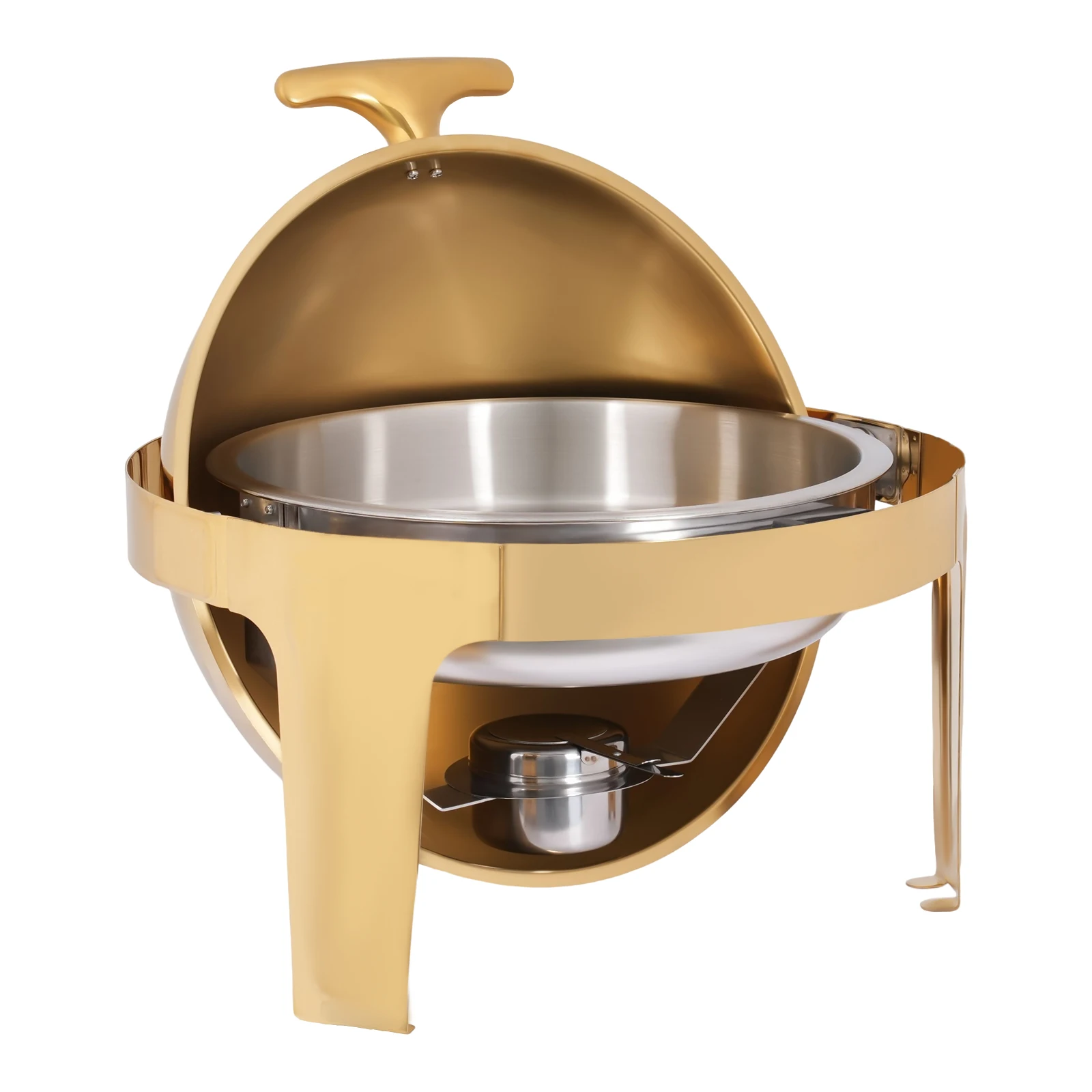 Round Chafing Dish, 9.5Qt Large Capacity Stainless Steel Buffet Server w/ Fuel Holder for Hot & Cold Food, Versatile Catering Warming Pan for Parties, Weddings, Picnics