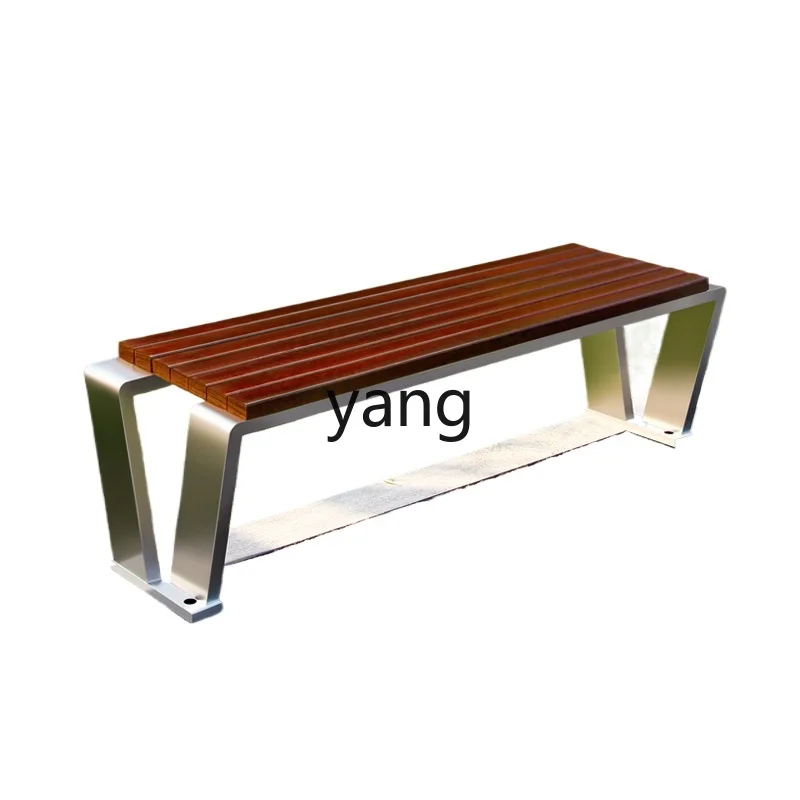 CX Park Chair Outdoor Stainless Steel Outdoor Leisure Community Stadium Public Rest Solid Wood Antiseptic Wood Bench