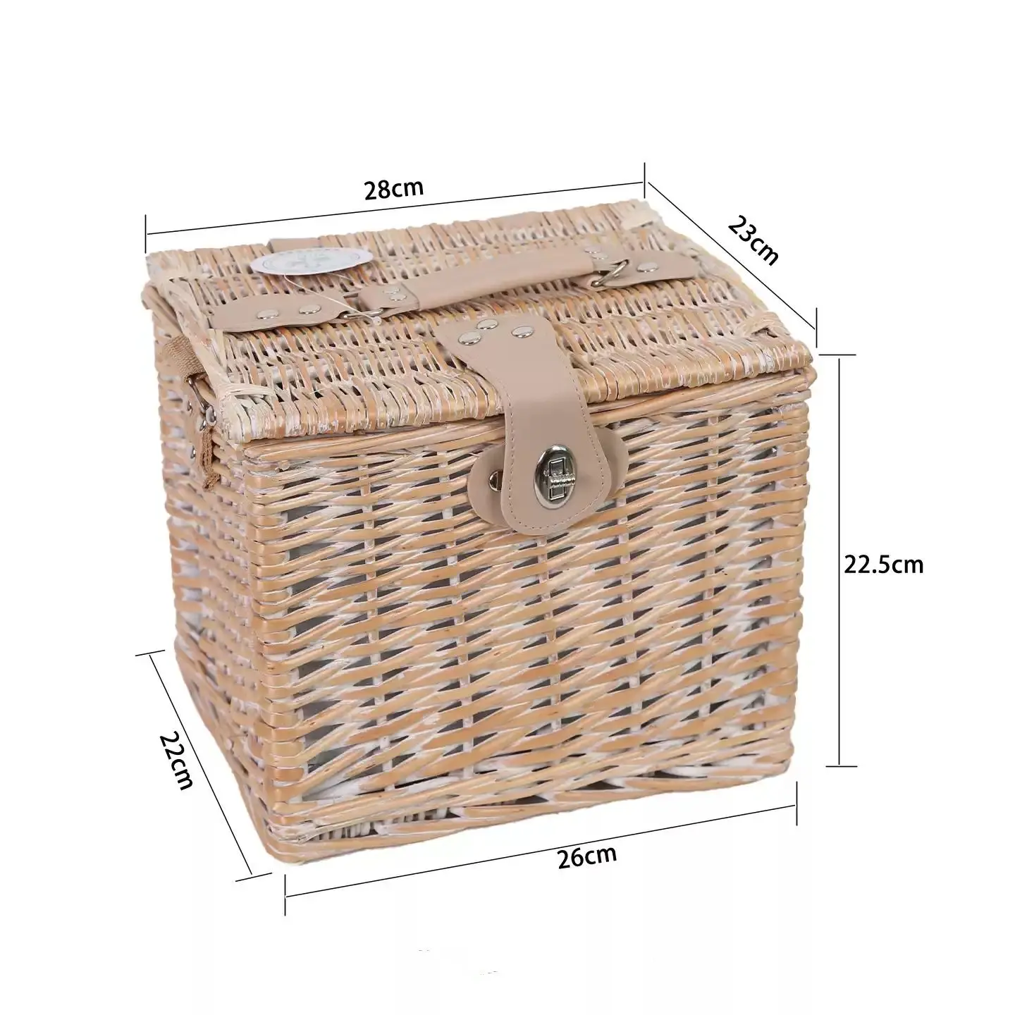 2 Person Willow Picnic Basket Set, Wicker Picnic Hamper with Stainless Steel Tableware, Cups & Insulated Lining