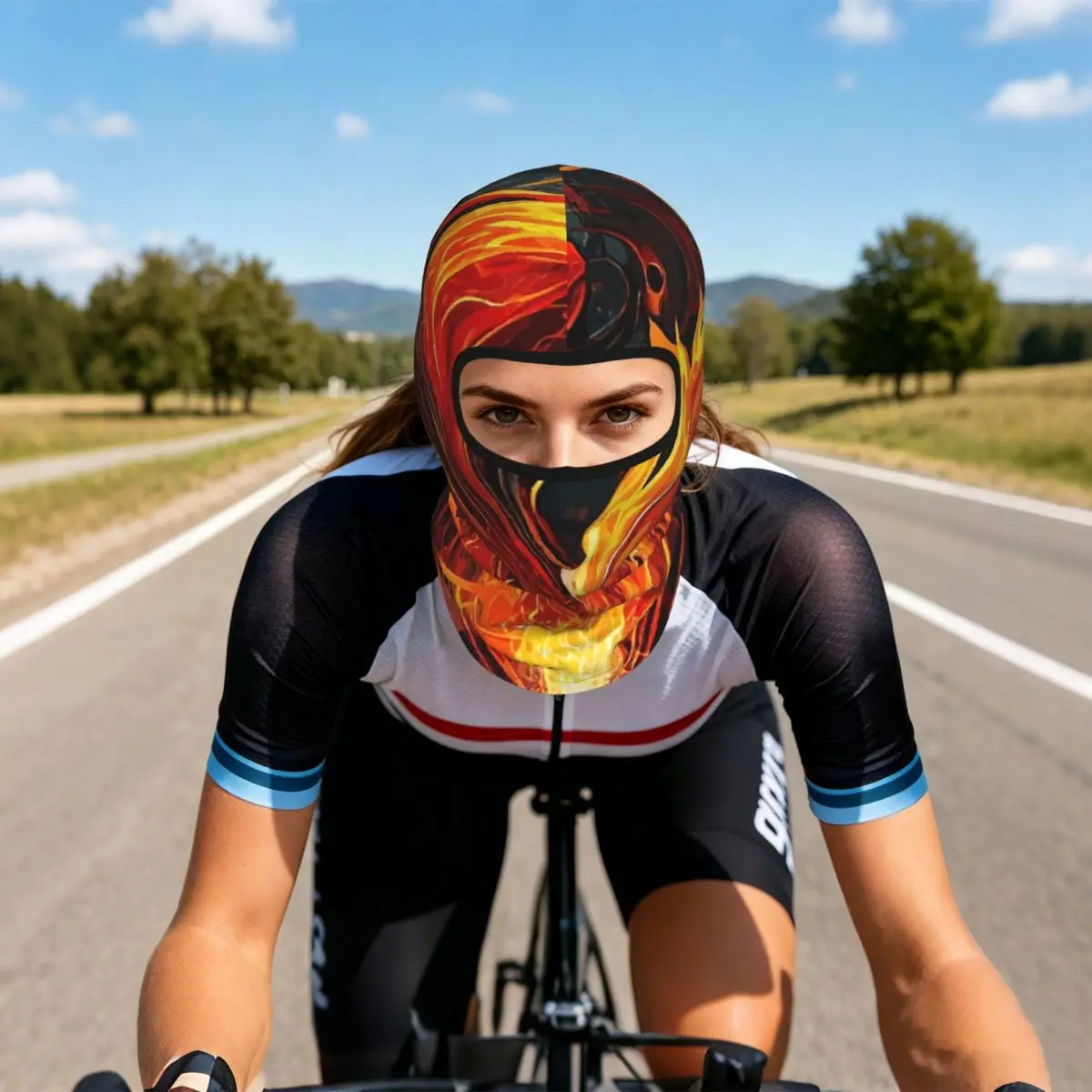 Symphony Abstract Fire Flame Art Thin Balaclava Full Face Mask Sun Protection Neck Gaiter For Motorcycle Cycling Fishing Outdoor