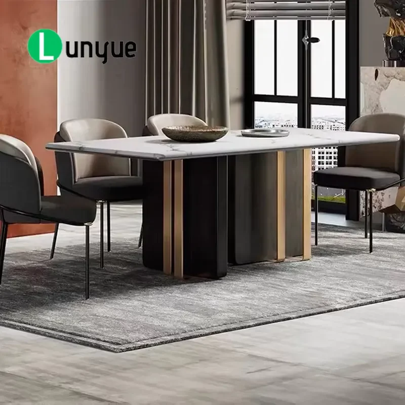 Modern Sintered Stone Dining Table Set with Chairs 4 6 8 Seater Contemporary Dining Room Furniture Durable Elegant Home Decor