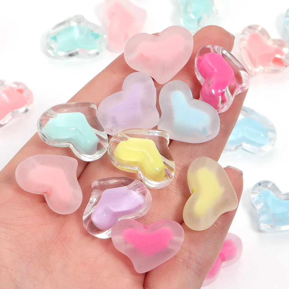 30 stücke 21x15mm Bunte Liebe Herz Spacer Acryl Perlen Halsketten Lose Perlen Für Schmuck Machen DIY schmuck Handgemachte Accessoires