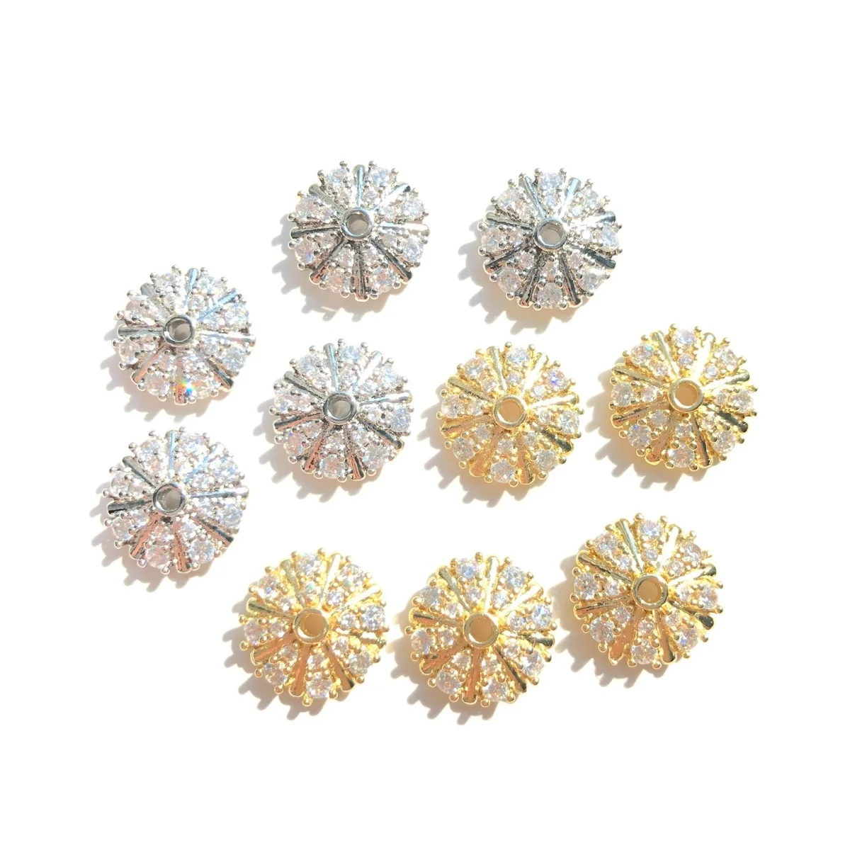 

10pcs/lot Zirconia Pave Half Round Tassel Caps Beads Spacer Gold-Plated Jewelry Finding for Bracelet Earring Necklace DIY Making