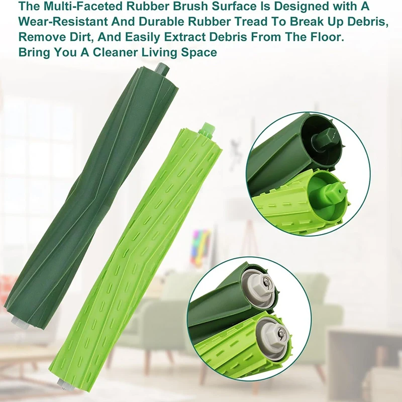 فرشاة دوارة مطاطية متعددة الأسطح ، قطع غيار ، متوافقة مع Irobot Roomba compo J7 Plus مكنسة كهربائية روبوت