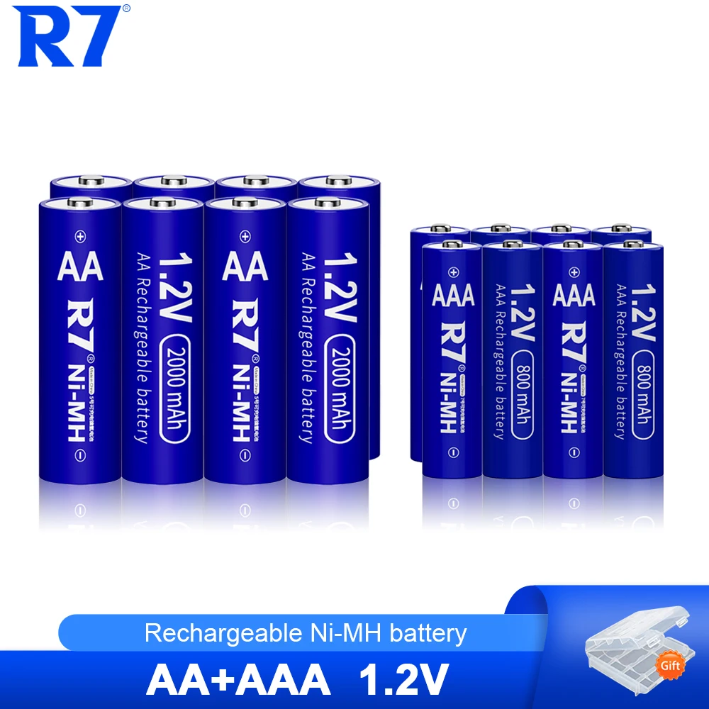 R7 4-24Pcs 8000mAh 1.2V AAA Rechargeable Batteries and 1.2V 2000mAh AAA Battery NI-MH AA AAA Rechargeable Battery for Camera Toy