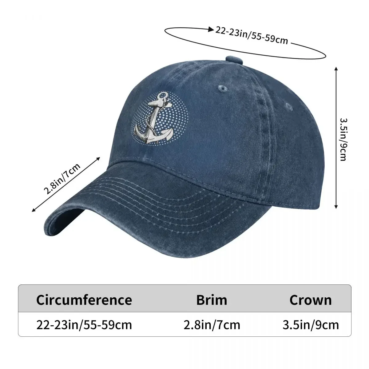 Anchor Unisex Style Baseball Cap Nautical Captain Distressed Denim Caps Hat Fashion Outdoor Summer Adjustable Fit Snapback Hat