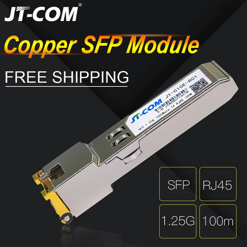 

1.25G RJ45 Copper SFP Transceiver Module 1000Base-Tx Ethernet Gpon Olt Fiber Optic FTTH Compatible with Cisco/Mikrotik Switch