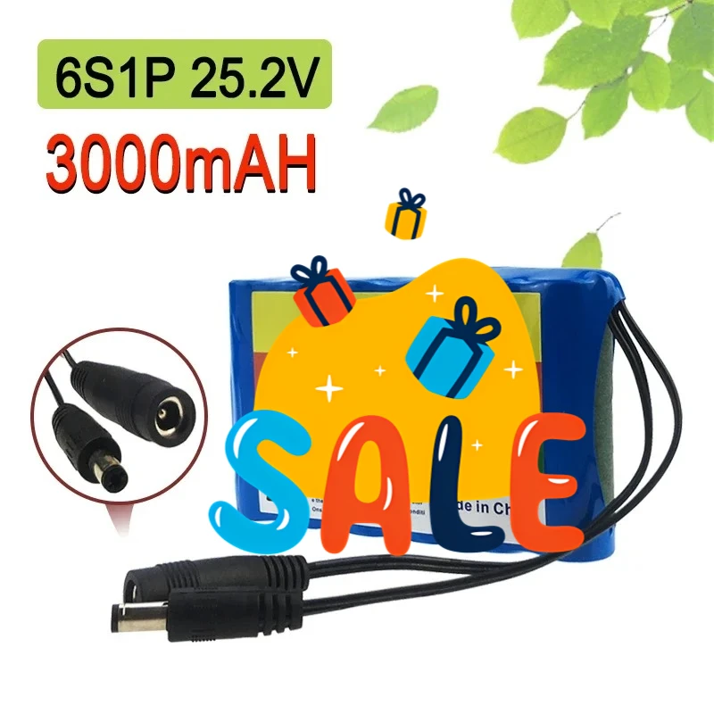 

6S1P Литий-ионная аккумуляторная батарея 25,2 В, 3000 мАч, подходит для источника питания электрических игрушек, электронных продуктов и т. д.