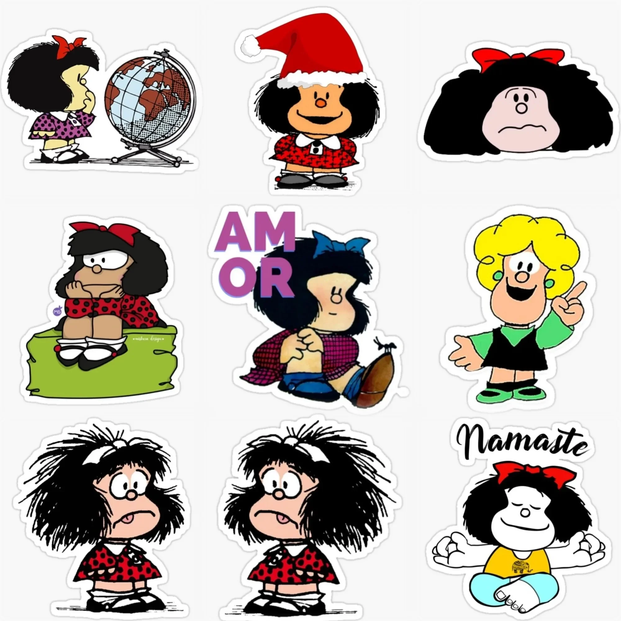 

Mafalda Cartoon Cute Creative PVC Sticker for Decorate Car Van Bicycle Helmet Window Table Fridge Room Decal Accessories