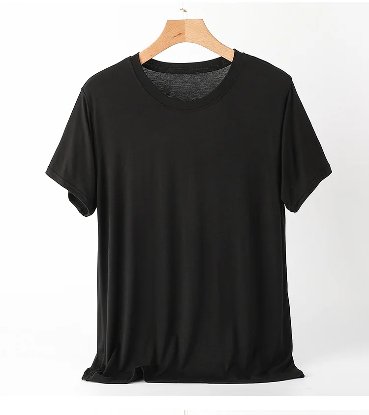 Modal Herren Kurzarm T-Shirt Frühling Solide Sportbekleidung Übergroße Loose Fit Halbarm Sweatshirt Grau Pyjama Homewear – Detail 11