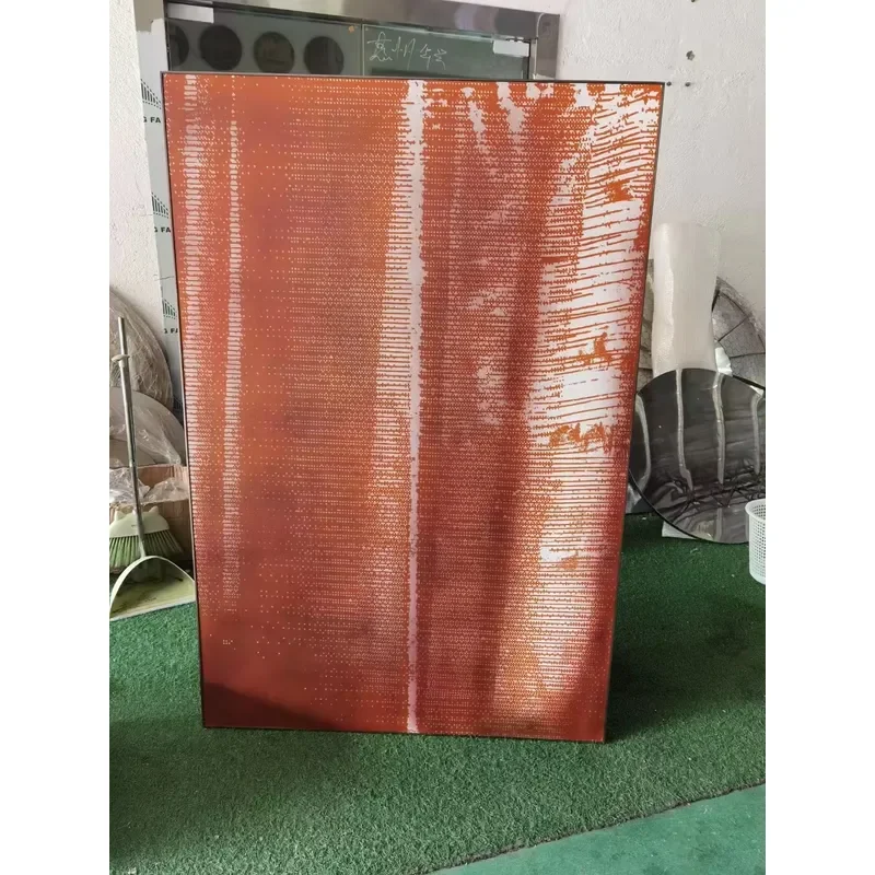 Modern Art Deco Custom Color Stainless Steel Wall Decor | Abstract Vertical Textured Metal Art Panel for Hanging