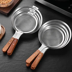 304 Stainless Steel Skimmer Filter Spoon Wooden Handle Strainer Sieve Hot Pot Colander Kitchen Cooking Tool Vegetables Filtering