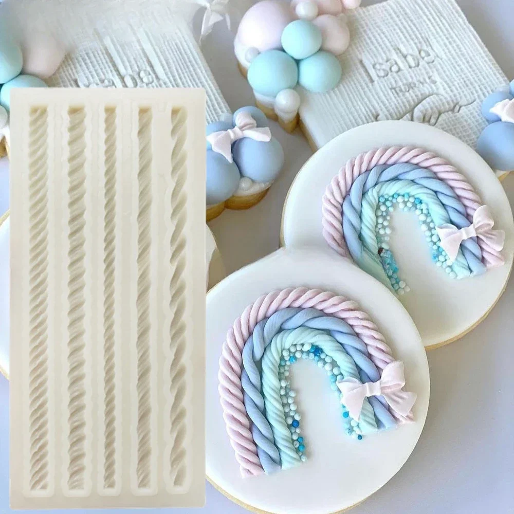 Rope Silicone Molds Sugarcraft Cake Moulds Chocolate Fondant Christmas Birthday Cake Lace Mould Cake Decorating Tools Bakeware