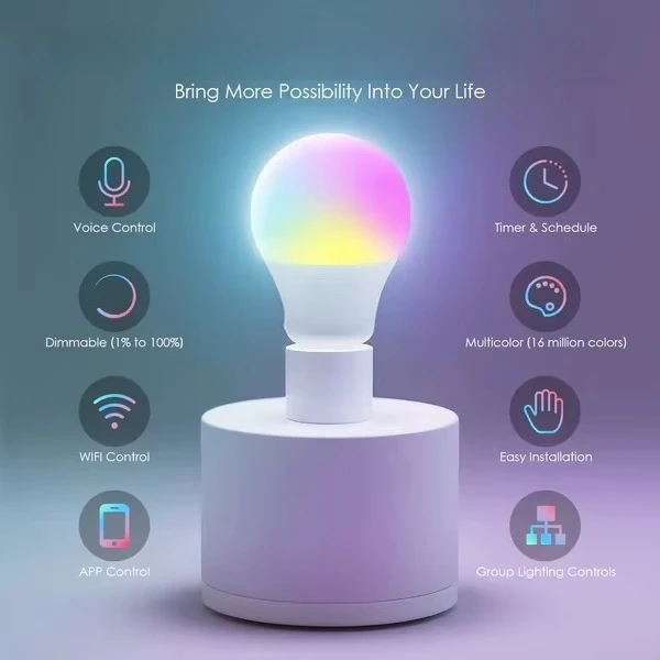 E26 110V RGB 4pack Smart LED Bulb Alexa/Google Assistant Voice Control Remote Control High Brightness Warehouse