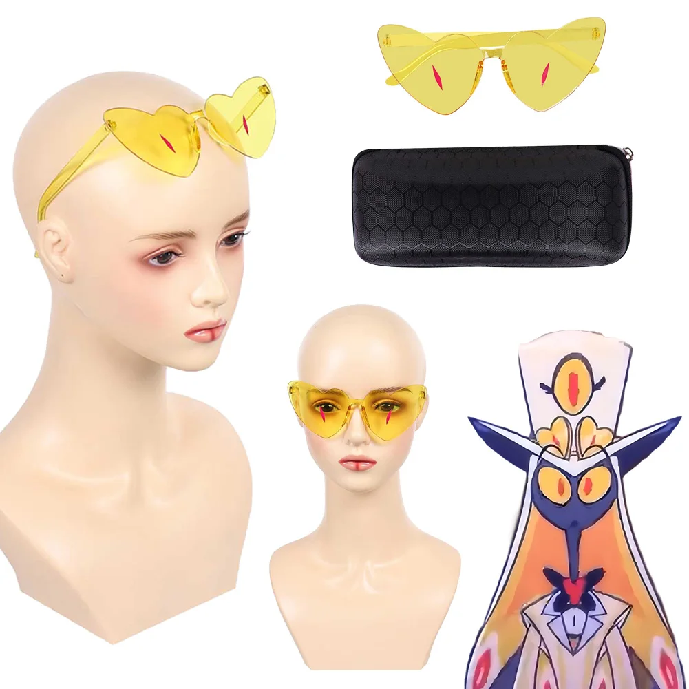 

Fantasia Sir Pentious Yellow Heart-shaped Glasses Cosplay TV Hell Inn Disfraz Costume Accessories Men Halloween Carnival Prop