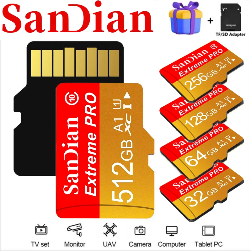 Memory Card 512GB 256GB 128GB Flexible Micro TF SD Card V30 SD Cards TF Cards High Performance for Body Camera/Gaming Console/Dr