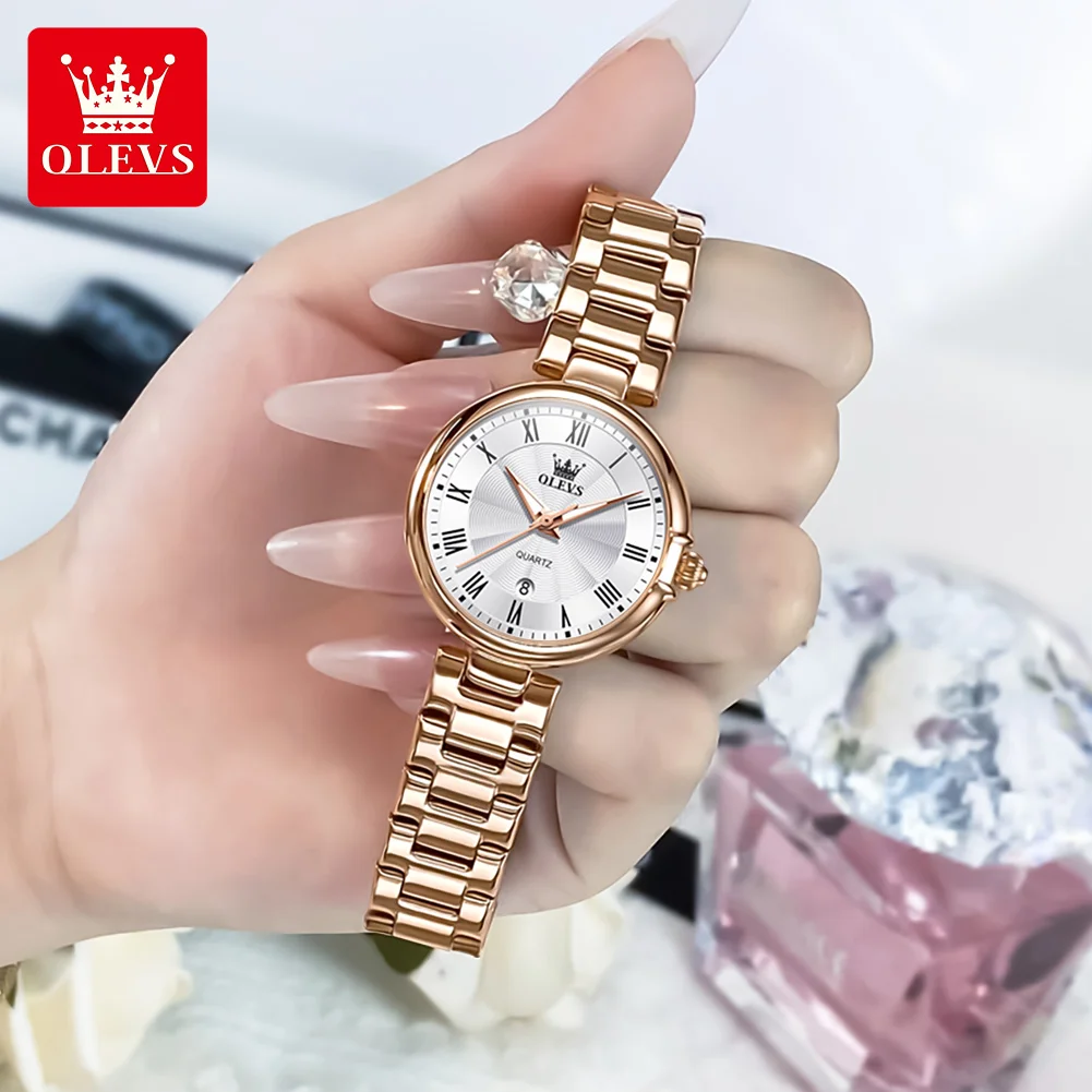 OLEVS 5608 Women Fashion Watch Stainless Steel Calendar Night Light Watch Original Brand Elegant Women Quartz Watch Reloj Mujer