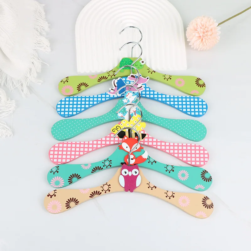 6pcs/set Kids Wooden Clothes Hangers,Closet Organizer Rack for Dog and Cat Clothes,Toddler Organizer Hanger for Children Present