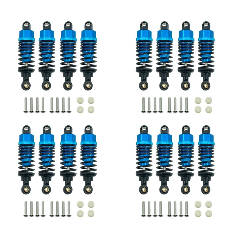 

16Pcs Aluminum Alloy Shock Absorbers Damper Set For Tamiya TT-01 TT01 TT-02 TT02 1/10 RC Car Upgrade Parts,Blue