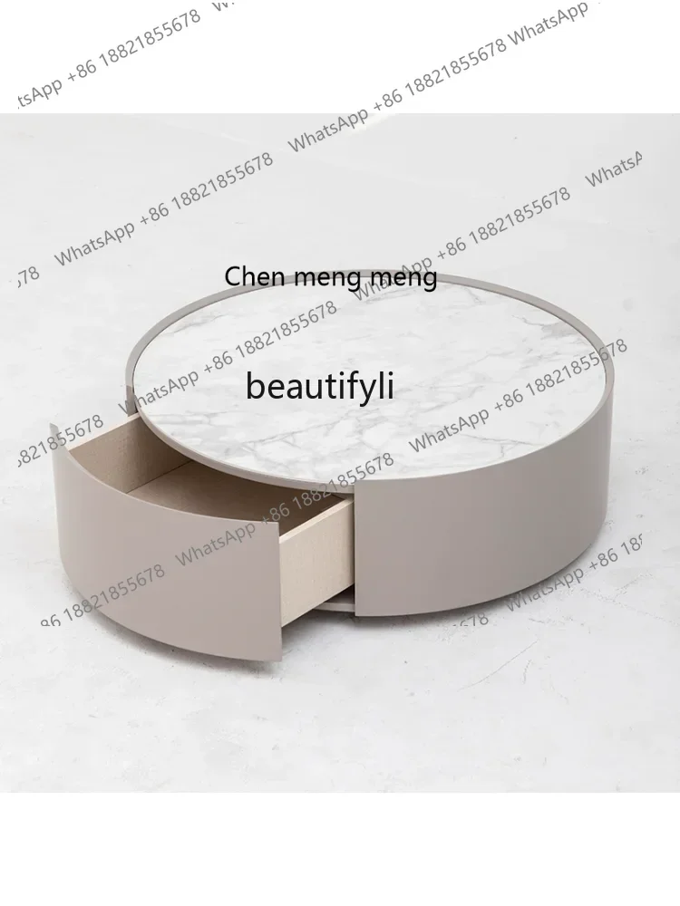 cc182R1 Minimalist round Tea Table Light Luxury Modern Minimalist Imported Stone Plate Tea Table Living Room Home Italian Advan