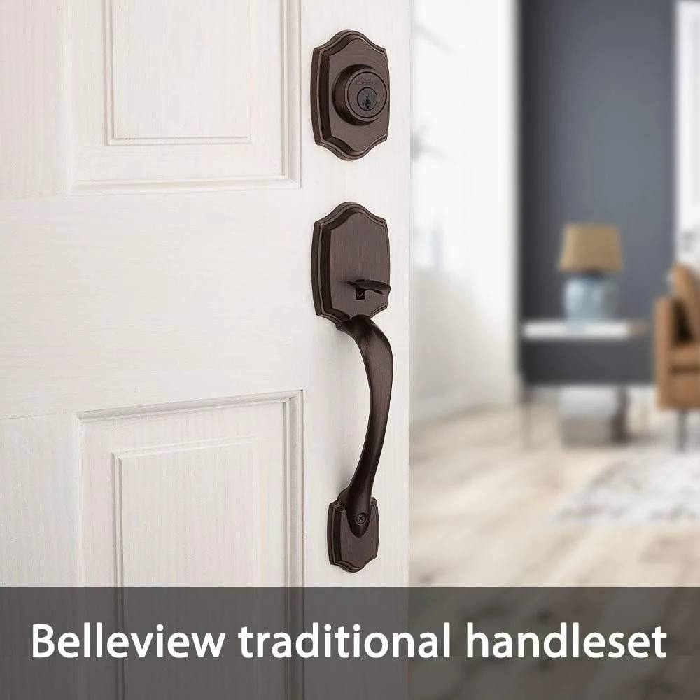 

Front Door Lock Handle and Deadbolt Set, Entry Handleset Exterior with Interior Door Knob, Venetian Bronze
