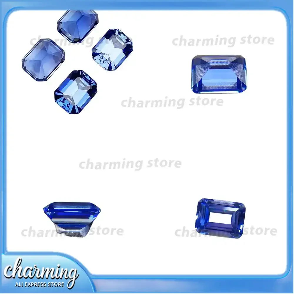 

Lab Grown Sapphire Gemstone for Jewelry Making Cornflower Blue Emerald Cut Synthetic Sapphire Certified High Quality for Ring