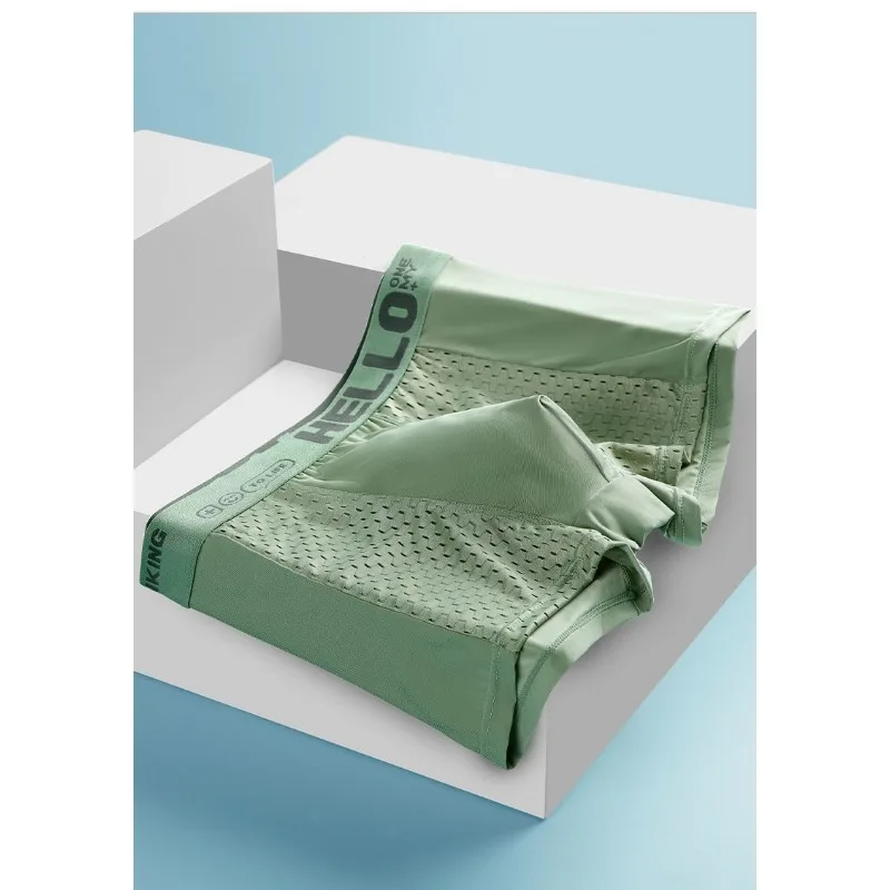Men's Underwear Men's Ice Silk Half Mesh Breathable Boxers Summer Thin Smooth and Soft Quick-dry Cool Top High Appearance Level