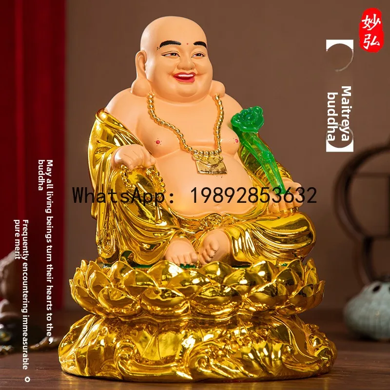 BJ  Shanji Buddha Statue Home Offering Maitreya Buddha in Red Clothes Attracting Wealth Big Belly Laughing Buddha