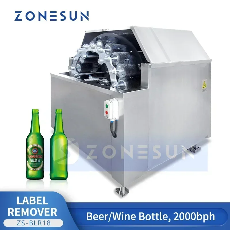 ZONESUN ZS-BLR18 Automatic Rotary Bottle Label Remover Machine Industrial Beer Glass Bottle Sticker Removing Machine Equipment