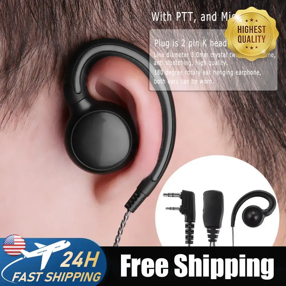 

1.2m Earphone Earbud Earpiece 180 Swivel 2 Pin Ear Hook Earphone Earpiece with Mic PTT Accessories for Kenwood Motorola Boafeng