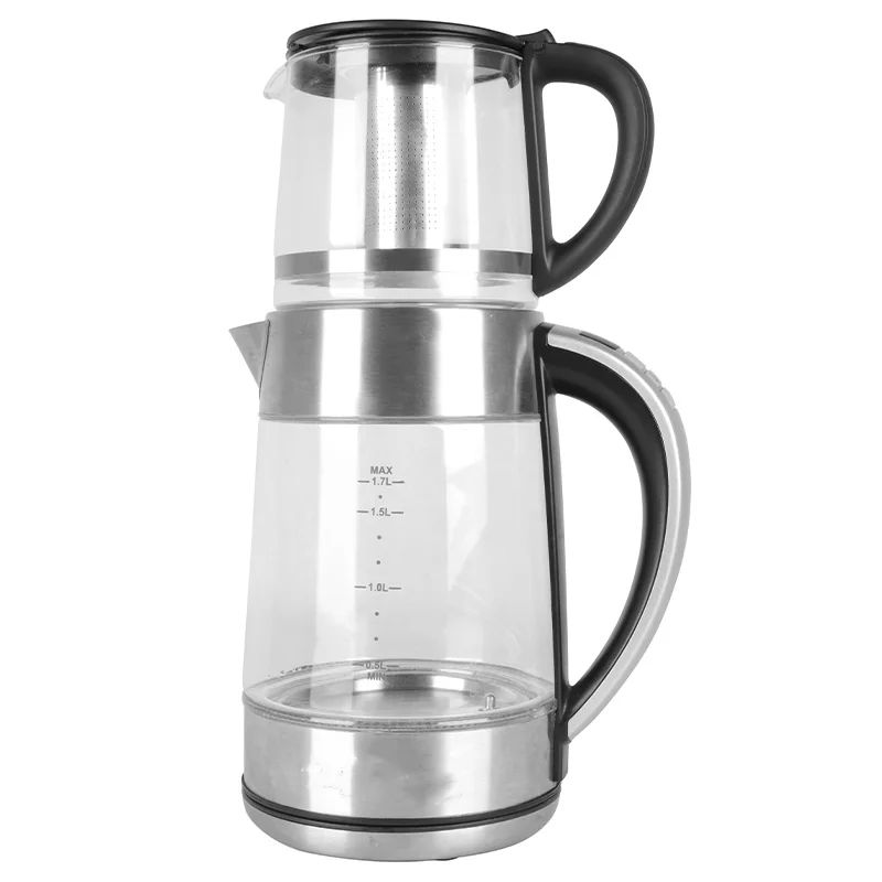 

2024 Лидер продаж, двойной водонагреватель 2 в 1, с чайными фильтрами, портативный чайник для улицы