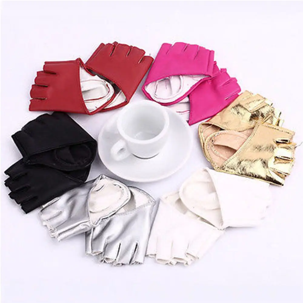 Show PU Leather Clothing Accessories Fingerless Gloves Pole Dance Half Finger Half Palm