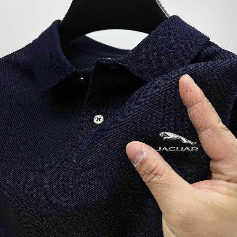 Polo da uomo slim fit di moda estiva di vendita calda con colletto a scatto polo per auto anti pilling a maniche corte casual