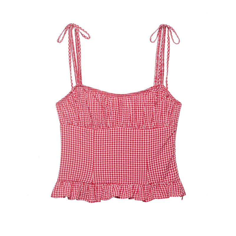 

Summer Women's Plaid Camisole Top 2026 New Fashionable Sleeveless Strapless Tops Elegant Women's Clothing