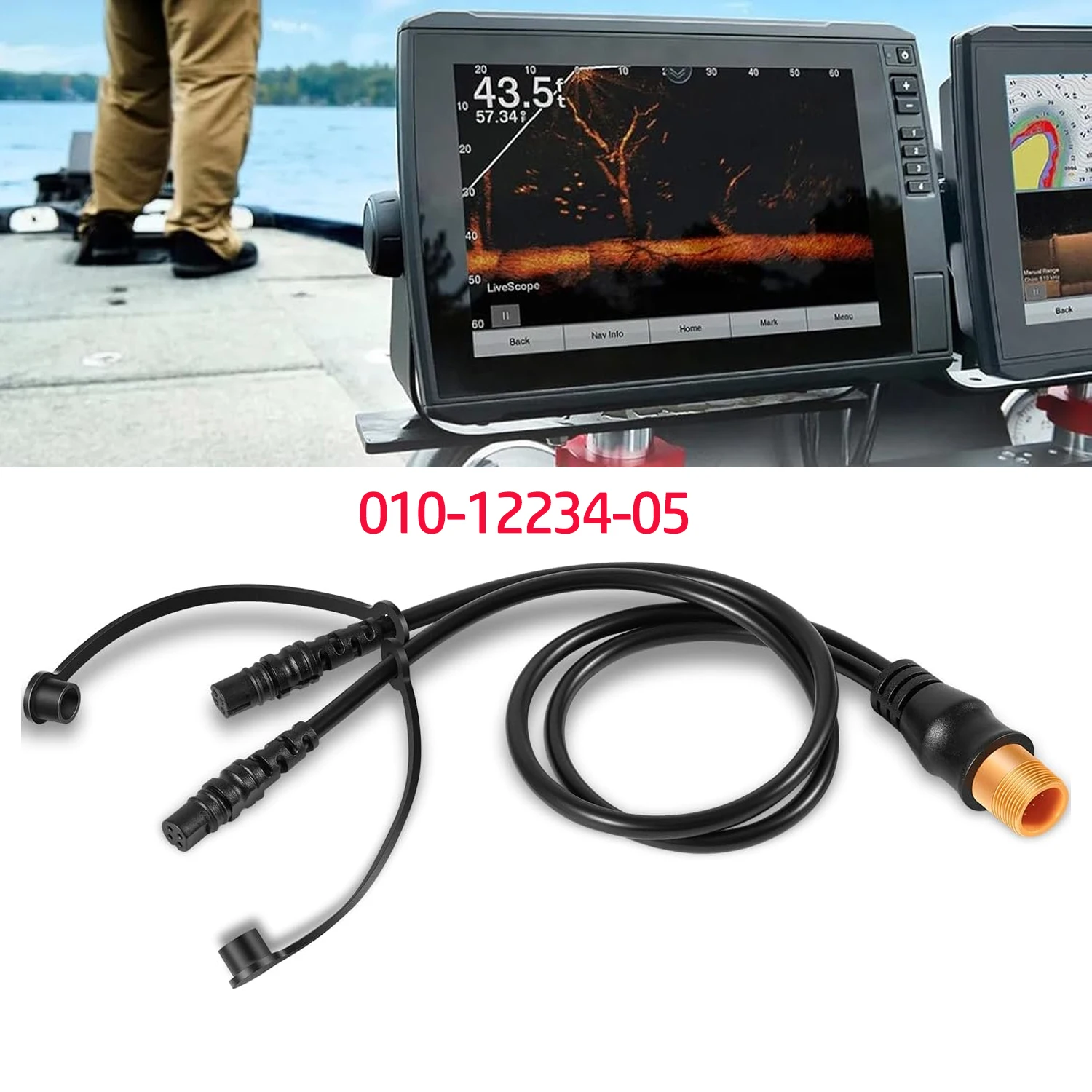 

12-Pin to Dual 4-Pin Transducer Y-Cable 010-12234-05 For echoMAP 72sv, 73sv,74sv, 93sv, 94sv,Striker 7sv, Striker Vivid 7sv, 9sv