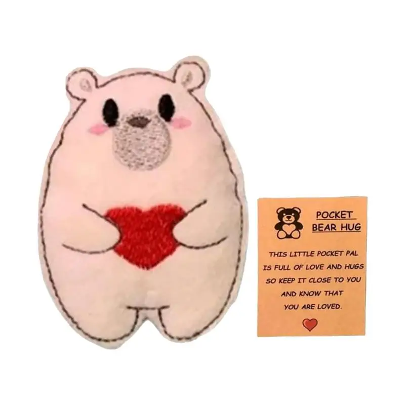 Love Pocket Bear Hug Home Room Ornament Decoration Cartoon Figure Knitting Desktop Ornaments For Bedroom Living Room