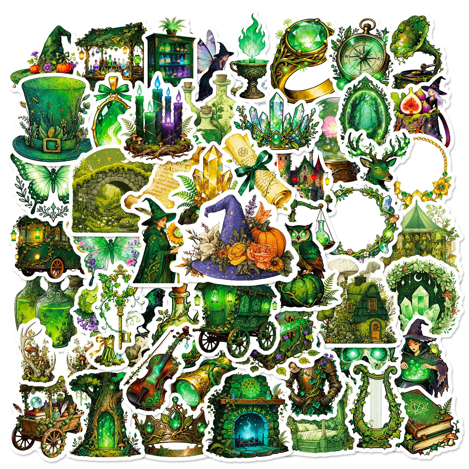 10/56 قطعة ملصقات الغابات السحرية الإبداع الساحرة الأخضر الكتابة على الجدران الديكور DIY بها بنفسك دفتر حقيبة الغيتار الهاتف الثلاجة الشارات #3