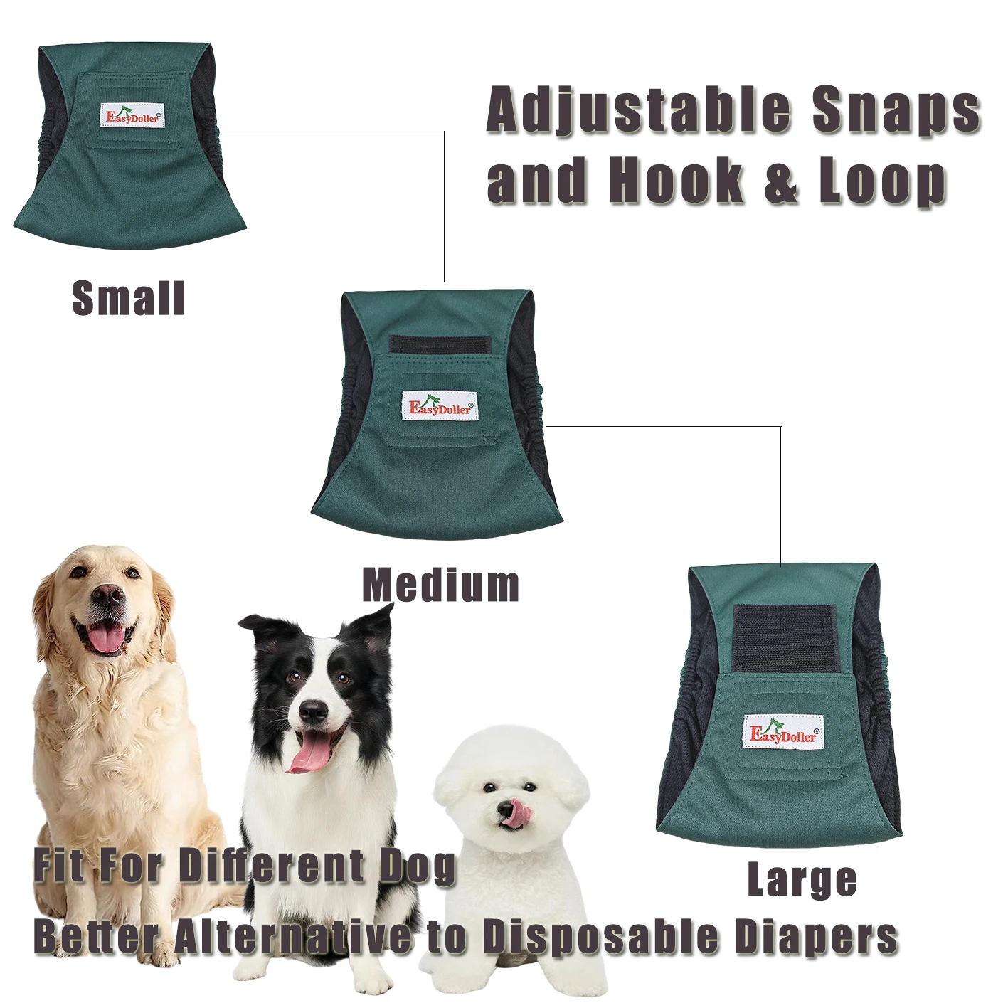 Pañal de tela para perro, pantalones reutilizables para orinar, envoltura lavable para el vientre de mascotas, pañales ecológicos para el cuidado de mascotas, 3 piezas