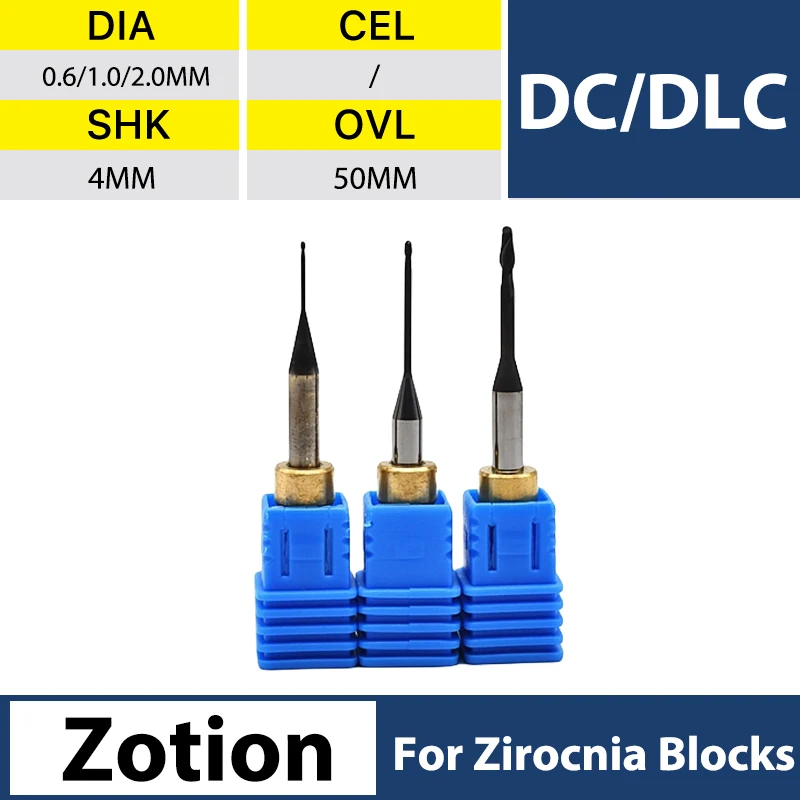 XANGTECH Zotion DLC/DC Coated Milling Burs for Dental Zirconia Blocks