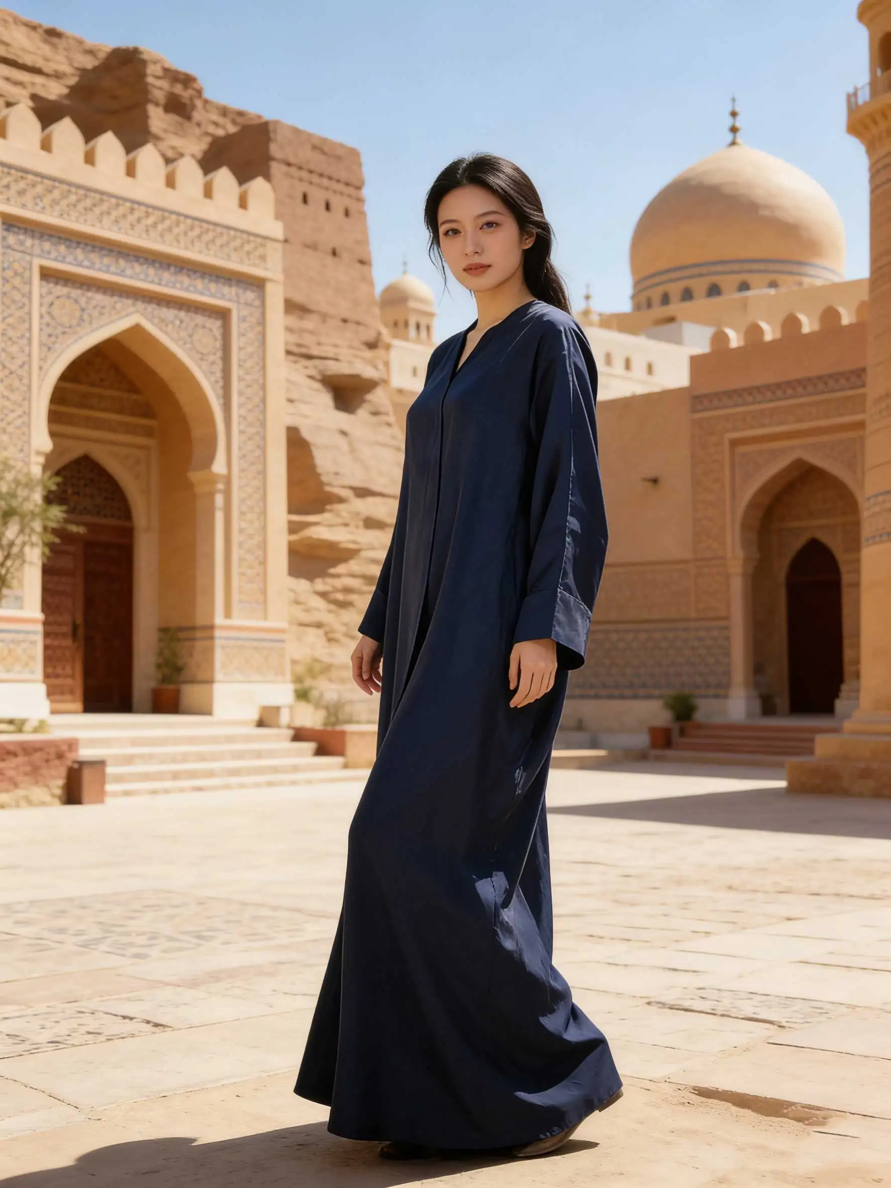 Kardigan z rękawami nietoperzowymi, otwarta niebieska abaja, skromna muzułmańska szata, kimono plus size w stylu Dubai, sukienka Corban Eid, odzież wierzchnia dla kobiet, płaszcze.