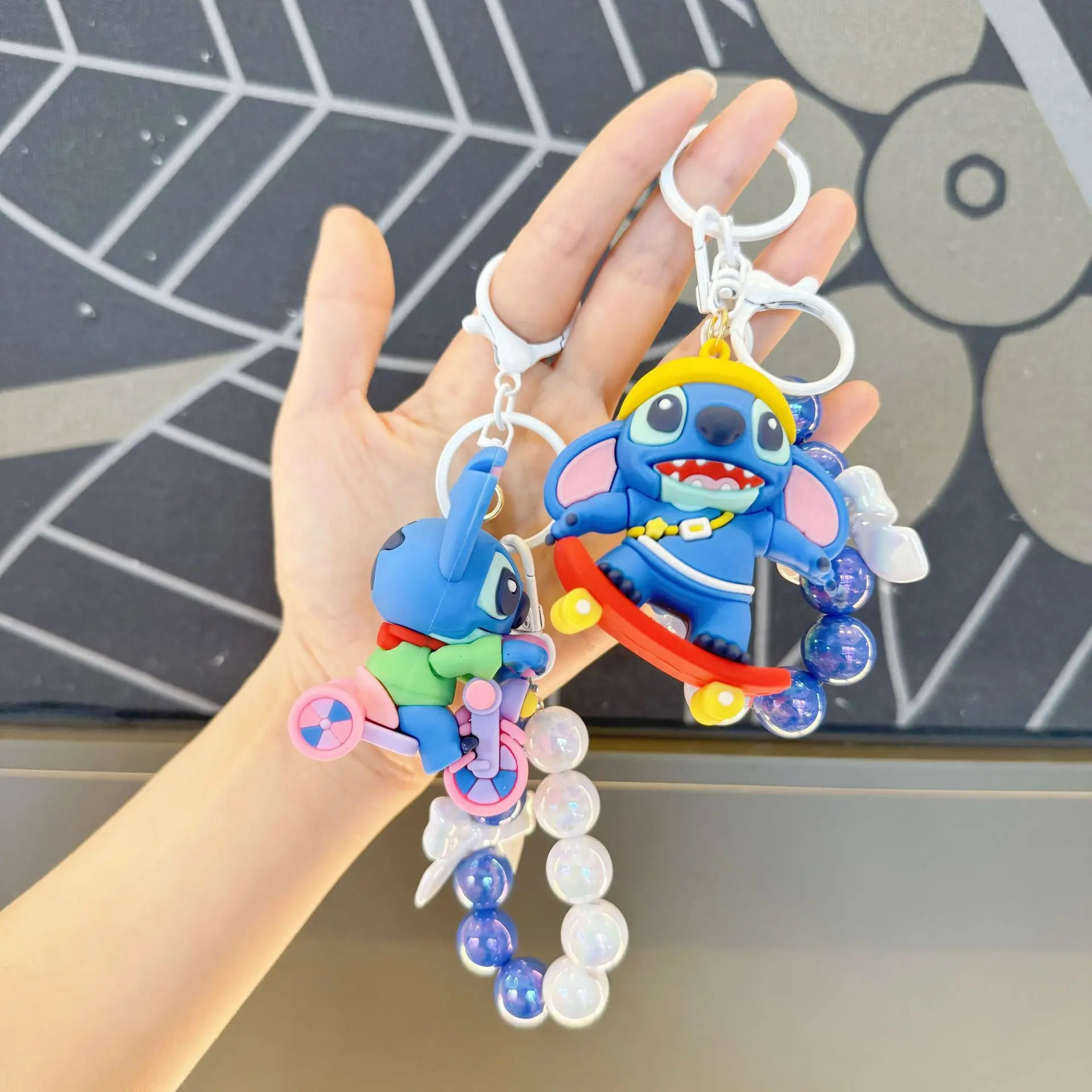 Cute Disney Cartoon Anime Stitch Pendant Keychains Holder Car Key Chain Key Ring Mobile Phone Bag Hanging Jewelry Gifts