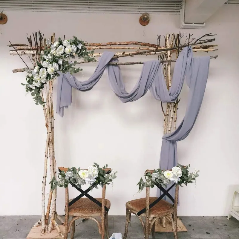 Wedding Arch Flowers,3Pcs Set White Rose Decorative Floral Swags, Artificial Greenery Eucalyptus Leaves