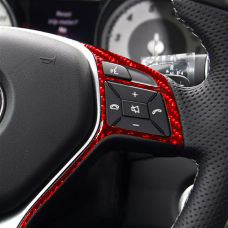 Car Steering Wheel Buttons Switch Panel Frame Carbon Fiber Sticker For Mercedes Benz CLA 2014-2018 GLA 2015 Interior Accessories